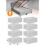 Esmana Living 8 Adet- Antrasit Çizgili Büyük Boy Baza Altı ve Çekyat Tipi Hurç 65 X45 x 22 - Gri
