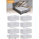 Esmana Living 8 Adet - Antrasit Çizgili Büyük Boy Baza Altı ve Çekyat Tipi Hurç 65X45X22 - Gri