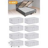 ESMANA LIVING 8 Adet - Antrasit Çizgili Büyük Boy Baza Altı Ve Çekyat Tipi Hurç 65x45x22