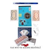 Esmay Kem Plastik Oyun Kağıdı Angora İskambil Kağıdı Çift Deste Yaz Boz ve Kalem