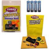 Esmay Motor Deney Seti + Elektrik Deney Seti + 4 Adet Pil