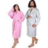 Esmen Alpkız 4 Lü Bornoz Seti - S - M / L - XL - Gri - Pembe