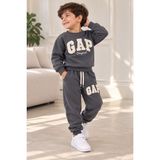 Esmer Bebe Erkek Çocuk Eşofman Takımı – Gri Gap Baskılı Sweatshirt & Jogger Eşofman Altı – 2’li Spor Giyim Seti – Çocuk Günlük Takım - 4-5 Y - Antrasit