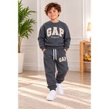 Esmer Bebe Erkek Çocuk Gap Baskılı Eşofman Takımı Antrasit Gri Sweatshirt Jogger Alt Üst Takım - 3 - 4 Yaş