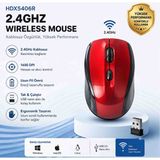 Esmer Bilişim HDX5406R 2.4ghz Kablosuz Mouse USB Nano Alıcılı Ergonomik Tasarım - Kırmızı - Siyah