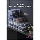 ESMİLA 10 Adet Erkek Ayakkabı Kutusu Şeffaf Düzenleyici Kutu Organizer 10 Lu Set