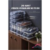 ESMİLA 20 Adet Şeffaf Erkek Ayakkabı Kutusu Düzenleyici Organizer 20 Li Set