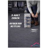 ESMİLA 5 Adet ERKEK Ayakkabı Kutusu Şeffaf Düzenleyici Organizer Ayakkabı Kutusu