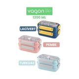 Esmo Home 1200 ml Iki Kat Üç Bölme Paslanmaz Çelik Bento Lunch Box Yeni Nesil Sefer Tası Çelik Kaşıklı -22FF15 - Kestane Akaju - Option-1