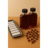 Esmo Home 2 Adet Şeffaf Cold Brew Siyah Kapaklı Soğuk Kahve Yassı Cam Şişe 200 ml ve Çubuk Buz Kalıbı - Option-1 - 001-Renkli