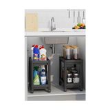Esmo Home 2 Katlı Tekerlekli Düzenleyici Raf Mutfak Tezgah & Evye Altı Dolap Içi Organizer, Banyo Deterjanlık ve Şampuanlık, Çok Amaçlı Taşınabilir Sebzelik, Modern Dekoratif Mutfak Raf Ünitesi (Siyah) - 0 Siyah - Option-1