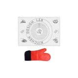 Esmo Home 2'li Set Beyaz 45X65 cm Silikon Hamur Açma Matı ve Kırmızı Yanmaz Mutfak Fırın Eldiveni - Option-1 - 001-Renkli