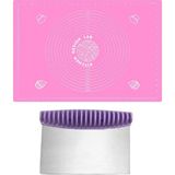 Esmo Home 2'li Set Pembe 45X65 cm Silikon Hamur Açma Matı ve Çelik Spatula Kesici - Option-1 - 001-Renkli