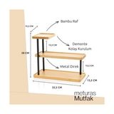 Esmo Home 3 Katlı Bambu Mutfak Rafı, Metal Ayaklı, Doğal Bambu ve Siyah Renk, Modern Tasarım, 32.5X28X15.5 Cm, Mutfak Düzenleyici, Tezgah Üstü Depolama Standı - 0 Siyah - Option-1