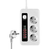 Esmo Home 3500W Akım Korumalı Çoklu Priz - 3 Priz Girişi, 2 Type-C + 4 USB Port, Pd 18W Hızlı Şarj, Açma/kapama Anahtarı, 2 Metre Kablolu Uzatma Prizi - 1 Adet - Ahşap