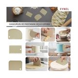 Esmo Home 3’lü Hamur Pasta Kesici Kazıyıcı Dilimleyici Şekillendirici Plastik Aparat (Asortili) - Ahşap - Beyaz