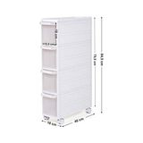 Esmo Home 4 Çekmeceli Raf, 4 Katlı 2 Ayrı Parça Kullanım, Mutfak Rafı Banyo Raf Standı Tekerlekli Niş Raf 84,5 cm Yükseklik, Beyaz KFR05W - Option-1 - Adaçayı Yeşili