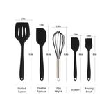 Esmo Home 5 Parça Siyah Silikon Spatula Seti | Yanmaz, Yapışmaz ve Isıya Dayanıklı - Kestane Akaju - Option-1
