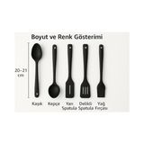 Esmo Home 5'li Silikon Mutfak Seti – Kaşık, Kepçe, Spatula, Yağ Fırçası | Renkli Pişirme Seti | Isıya Dayanıklı | Mutfak Gereçleri (Renk Stok Durumuna Göre Gönderilir) - Kestane Akaju - Option-1