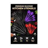 Esmo Home 6 Parça Silikon Mutfak Gereçleri Seti, Isıya Dayanıklı Spatula, Fırça ve Kaşık Seti, Yapışmaz Tencere Dostu, Kırmızı, Siyah ve Mor Renk Seçenekleri (Kırmızı) - Kestane Akaju - Option-1