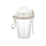 Esmo Home 600 ml Grano Müsli Kabı Kaşıklı Hazneli Meyveli Yoğurt Kabı Piknik Iş Atıştırmalık Gevrek Diyet Tutamaçlı Müsli Granola Süt Bardağı Gıda Saklama Kabı (1, Krem) - 0 Siyah - Option-1