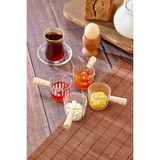 Esmo Home 6'lı Ahşap Saplı Mika Reçellik Sosluk Sofra Sunum Kahvaltı Seti - Ahşap Saplı Sunumluk 80 ml - Option-1 - 51R-Turuncu