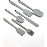 Esmo Home 6'lı Silikon Mutfak Spatula Seti, Bpa Içermez, Yüksek Isıya Dayanıklı, Gri Renk, Hediye Soyacak ile - Kestane Akaju - Option-1