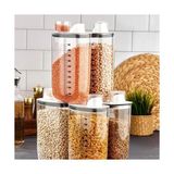 Esmo Home 6'lı Vakumlu Hava Geçirmez Ölçekli Beyaz Saklama Kabı Seti - 2000 ml Ölçü Kapaklı Bakliyat Kabı Seti - Option-1 - 001-Renkli