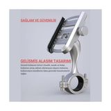 Esmo Home Alüminyum Gidon Sıkıştırmalı Motosiklet Telefon Tutucu Scooter Bisiklet Telefon Tutucu Sarsılmaz - 1BW-Beyaz