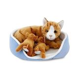 Esmo Home Animals Of The World Sepette Yavrulu Kedi Peluş Oyuncak, Sepet - 01-Mavi