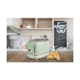 Esmo Home Ariete Vintage Ekmek Kızartma Makinesi 2 Dilim Yeşil 0155/14-810 Watt, Metal Gövde, 2 Dilim Kapasite, Buz Çözme, Isıtma, 6 Kızartma Ayarı, Kolay Temizlik, Çıkarılabilir Kırıntı Tepsisi - Ahşap - Beyaz