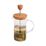 Esmo Home Bambu Kapaklı Cam French Press – Isıya Dayanıklı Çay ve Kahve Demliği, 600 ml Şeffaf Cam, Paslanmaz Çelik Filtreli - Option-1 - 001-Renkli