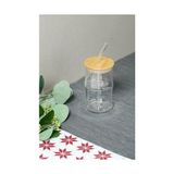 Esmo Home Bambu Kapaklı Cam Pipetli 330 ml Borosilikat Bardak - Option-1 - 0 - Siyah