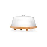 Esmo Home Bambum Hira - Cam Kapaklı Bambu Kek Fanusu 30 cm - Option-1 - 51R-Turuncu