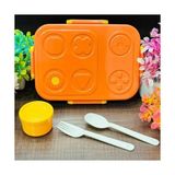 Esmo Home Beslenme Kutusu Paslanmaz Çelik - 830 ml 3 Bölmeli Renkli Desenli Çocuk Beslenme Kabı (Turuncu) - Kestane Akaju - Option-1