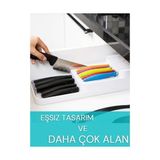 Esmo Home Beylini 18'li Bıçak Standı Bıçaklık Tezgah Üstü Çekmece Içi Mutfak Düzenleyici Organizer Bıçak Düzenleyici (Beyaz) - Kestane Akaju - Option-1