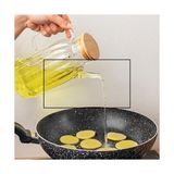 Esmo Home Borosilikat Cam Bambu Vakum Kapak Pinterest Mutfak Yağdanlık Sürahi Seti – 1000ML - 0 - Siyah - Option-1