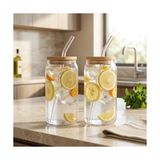 Esmo Home Borosilikat Cam Bardak, 500 ml Geniş Kapasite, Isıya Dayanıklı Yapı, Makinede Yıkanabilir, Ev Ofis Restoran Için Kullanıma Uygun Ahşap Kapaklı ve Pipetli Çay Kahve Espresso Latte Sunum Bardağı - Option-1 - 0 - Siyah