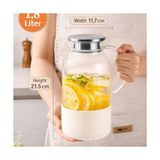 Esmo Home Borosilikat Cam Sürahi, 1.8 L, Ergonomik Kulp, Şeffaf, Servis Sürahisi, Detoks Sürahi - 1BW-Beyaz - --