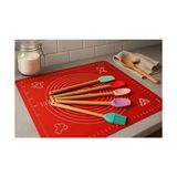 Esmo Home Büyük Boy Silikon Hamur Matı ile Birlikte Ahşap Saplı 5"li Spatula Seti Kolay Kullanım - Kestane Akaju - Option-1