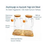 Esmo Home Cam Yağlık Şişe Seti Ahşap Kapaklı, Damlatmaz Akıtma Uçlu Cam Sirkelik ve Zeytinyağı Şişesi, Ölçü Işaretli Mutfak Yağ Dispenseri, Salata Sosu Dökme Sürahisi, Sızdırmaz Kapaklı - 0 - Siyah - Option-1