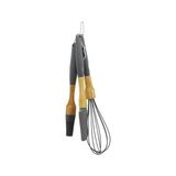 Esmo Home Chermik YAKUT-12499 (3pcs) (Silikon) (Çırpıcı & Fırça & Spatula) Seti (Ahşap Bambu Sap & Silikon Kılıflı)*96 - Option-1 - 001-Renkli