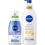 Esmo Home Çift Fazlı Göz Makyaj Temizleme Suyu 125ML ve Q10 Sıkılaştırıcı Nemlendirici Vücut Losyonu 400ML, C Vitamini, Kolajen Tetikleyici, Biotin, Suya Dayanıklı Makyaj - Option-1