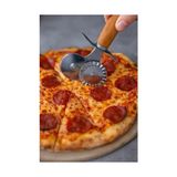 Esmo Home Çift Taraflı Paslanmaz Çelik Hamur ve Pizza Kesici, Tırtıklı ve Düz Bıçaklı, Ergonomik Ahşap Saplı, Ravioli, Mantı, Kurabiye ve Pizza Kesme Aleti - 1BW-Beyaz
