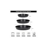 Esmo Home Cook-Lab 32-34-36 cm 3'lü Emaye Yuvarlak Pizza Fırın Tepsi Seti Siyah 32 x 32 - Kestane Akaju - Option-1