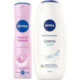Esmo Home Creme Soft Kremsi Dokunuş Banyo ve Duş Jeli 500 ml + Kadın Sprey Deodorant Pearl&beauty 150 ml - 1 lt