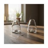Esmo Home Deconox 2'li Şeffaf Cam Tuzluk ve Biberlik Seti - Klasik ve Modern Tasarımlı Alttan Dolumlu Baharatlık (4x6 Cm) - Kestane Akaju - Option-1