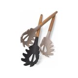 Esmo Home Deconox Bambu Saplı Silikon Makarna Servis Kaşığı – Isıya Dayanıklı, Yapışmaz, 3 Renk Seçenekli, 27CM – Uzun Saplı Makarna Kaşığı (Siyah) - Kestane Akaju - Option-1