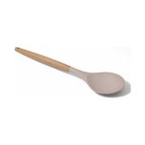 Esmo Home Deconox Bambu Saplı Silikon Servis Kaşığı, Bambu Uzun Silikon Servi Kaşığı 27CM 3 Renk Seçenekli (Krem) - Kestane Akaju - Option-1