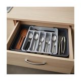 Esmo Home Deconox Çift Taraflı Açılır Çekmece Içi Kaşıklık ve Organizer - Modüler Sürgülü Mutfak Düzenleyici - Açık Gri ve Antrasit Renk - Kapalı 31 cm Açık 52 cm - Kestane Akaju - Option-1